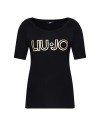 LIU-JO t-shirt stretch nera con logo 