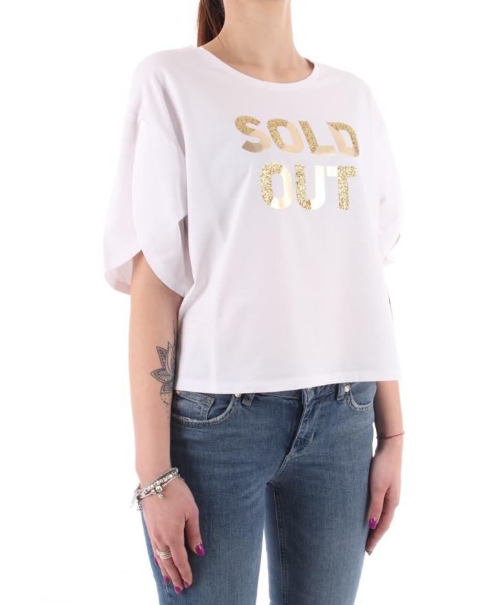 LIU-JO t-shirt bianca in cotone stampa "Sold out"