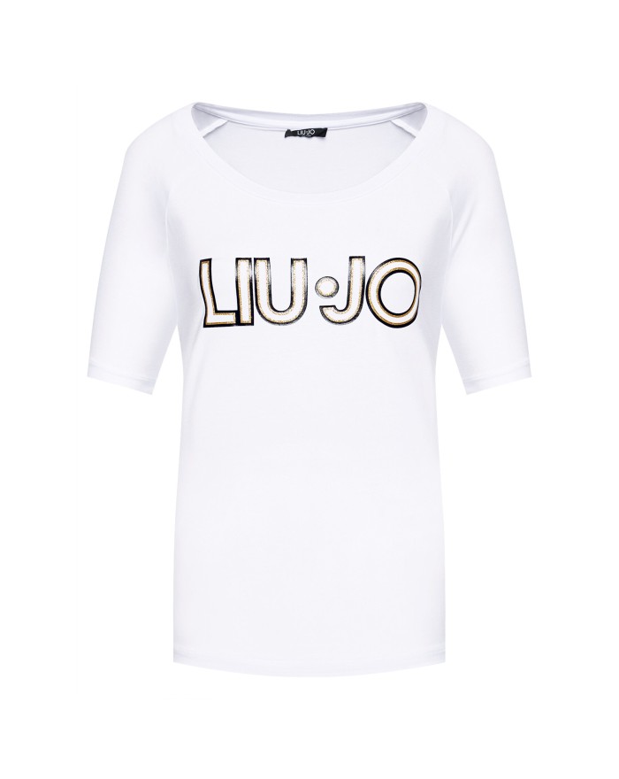 LIU-JO t-shirt stretch bianca con logo 