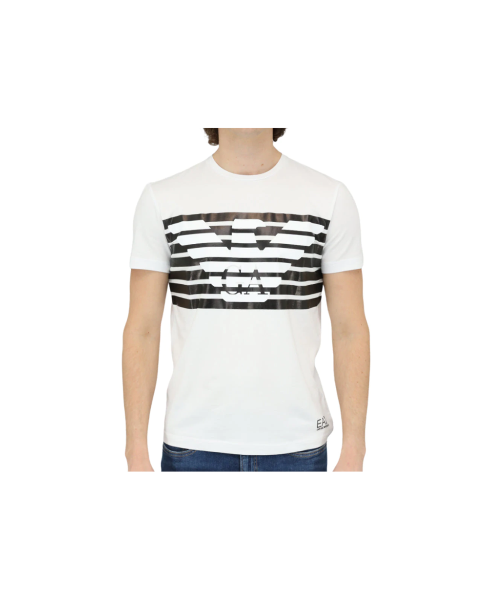 EA7 t-shirt uomo ARMANI bianca 100% cotone con logo aquila