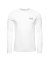 EA7 t-shirt uomo a maniche lunghe bianca COTONE logo nero
