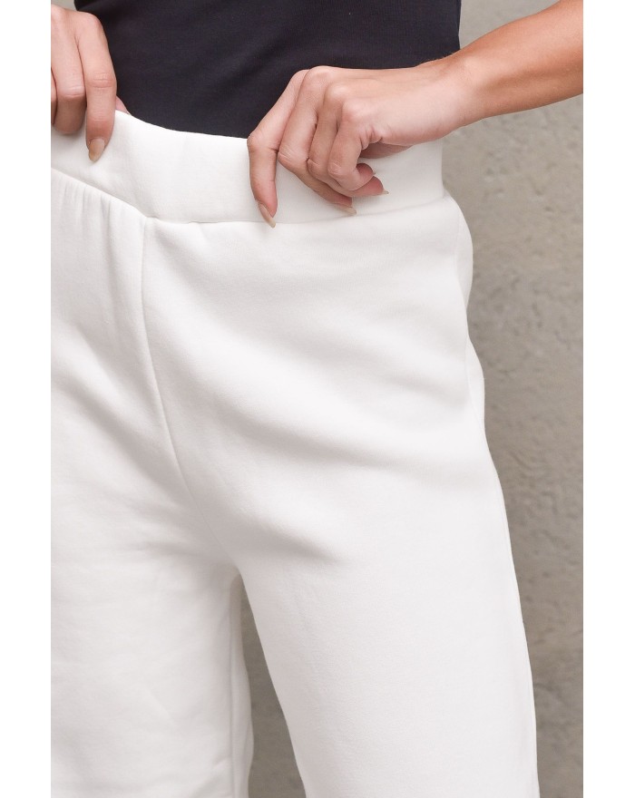 VICOLO pantalone donna bianco in felpa ampio 
