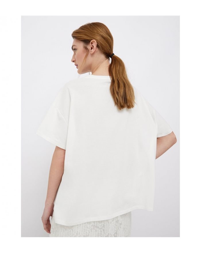 LIU-JO t-shirt donna bianca in cotone stampa "liu-Jo Addicted" 