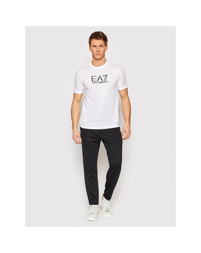 EA7 t-shirt uomo EMPORIO ARMANI bianca in cotone con logo nero grande