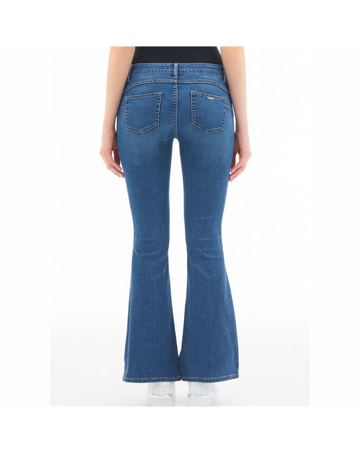 LIU-JO jeans donna denim lunghi lavaggio scuro a zampa