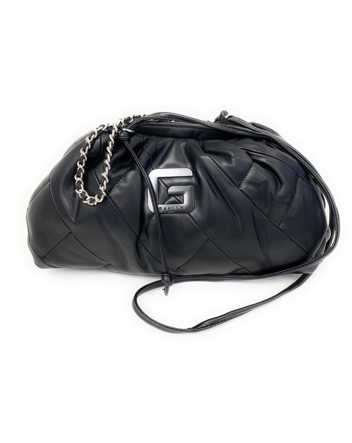 GAELLE PARIS borsa donna POCHETTONE nero in ecopelle logo in metallo