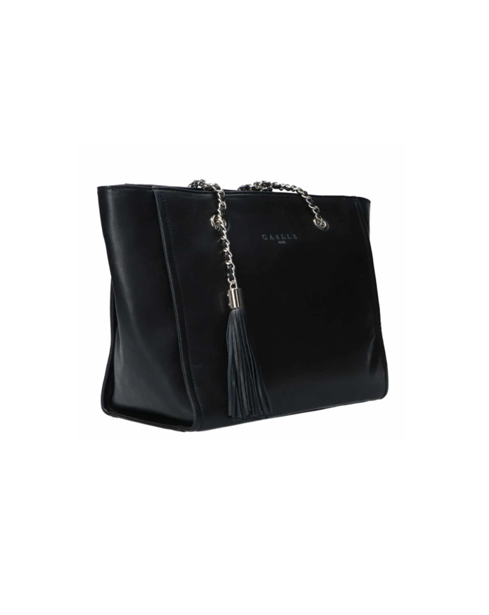 GAELLE PARIS borsa donna SHOPPER nero in ecopelle con manici e zip