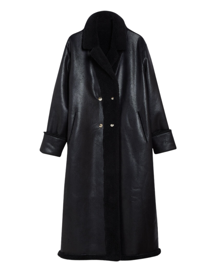 LIU-JO cappotto donna reversibile in misto lana e ecopelle con bottoni