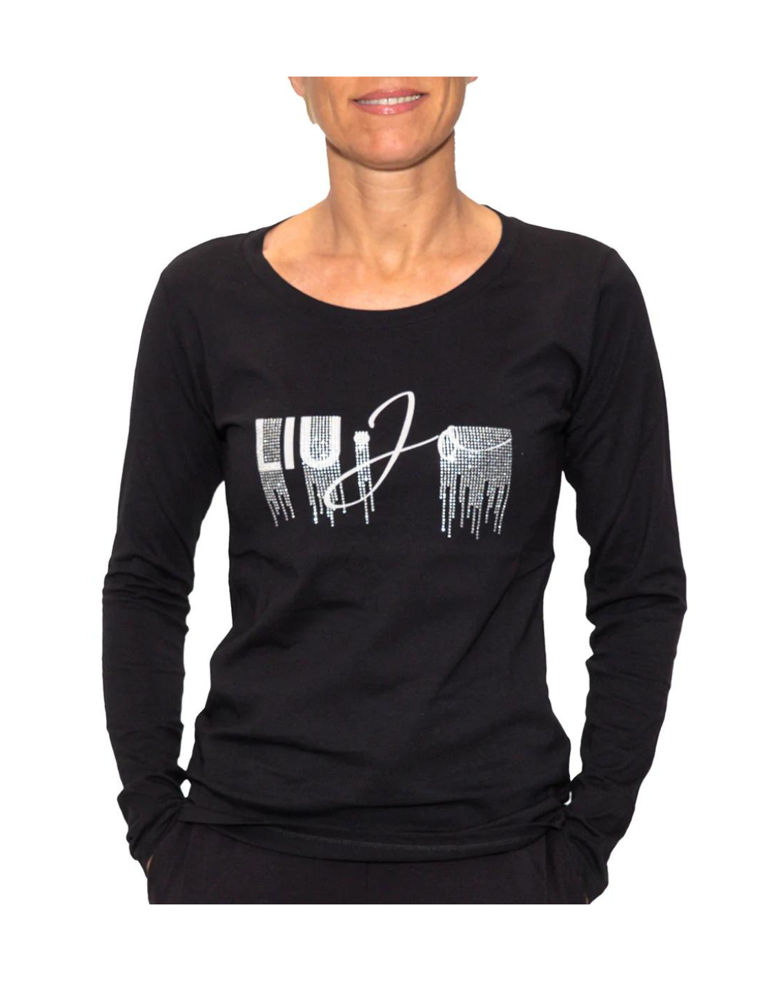 T-Shirt Maglietta Maniche Corte Nera Donna (cod.9051 28) - JOPHY & CO.