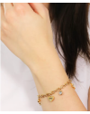 LIU-JO braccialetto donna in acciaio catena color oro ciondoli vari