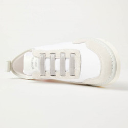 PANCHIC scarpe donna slip on P05W14006NS8 bianche lacci elasticizzati tessuto nylon  