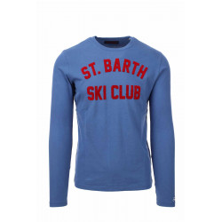 MC2 SAINT BARTH t-shirt a maniche lunghe blu avio stampa ST. BARTH SKI CLUB