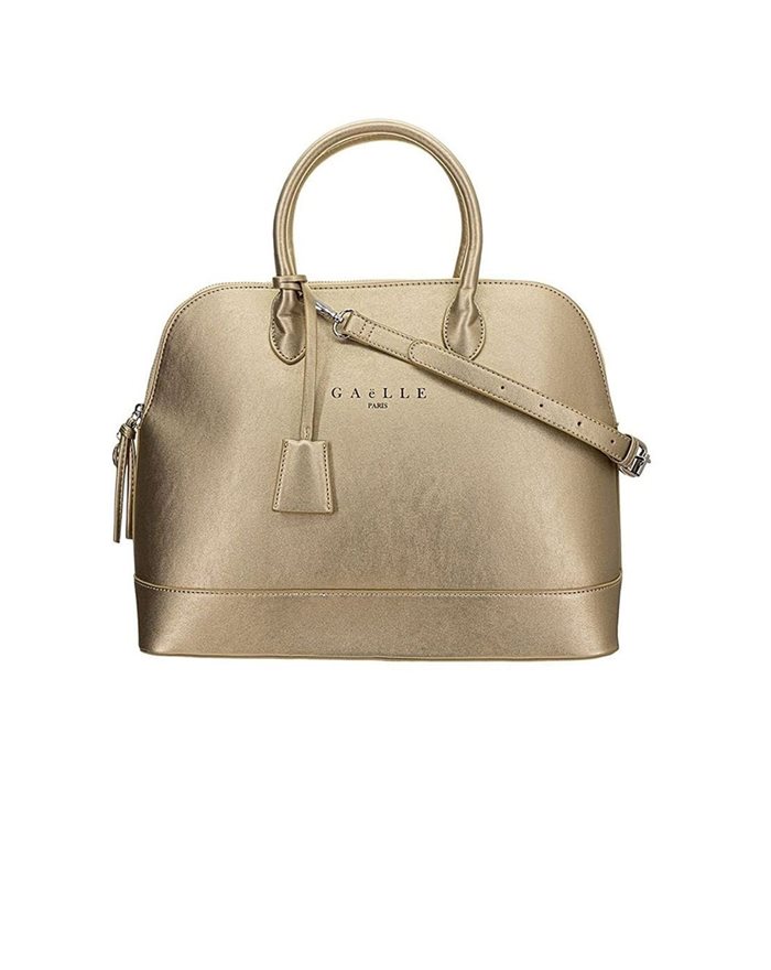 GAELLE PARIS borsa MAXI BAULETTO con tracolla e manici colore oro