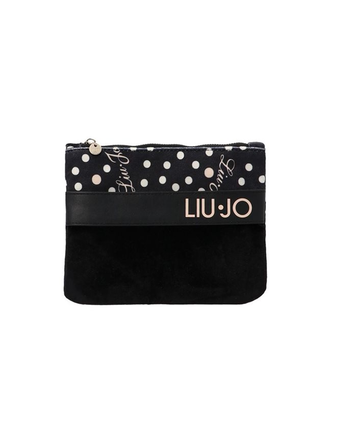 LIU-JO beauty pochette nero a pois con chiusura zip